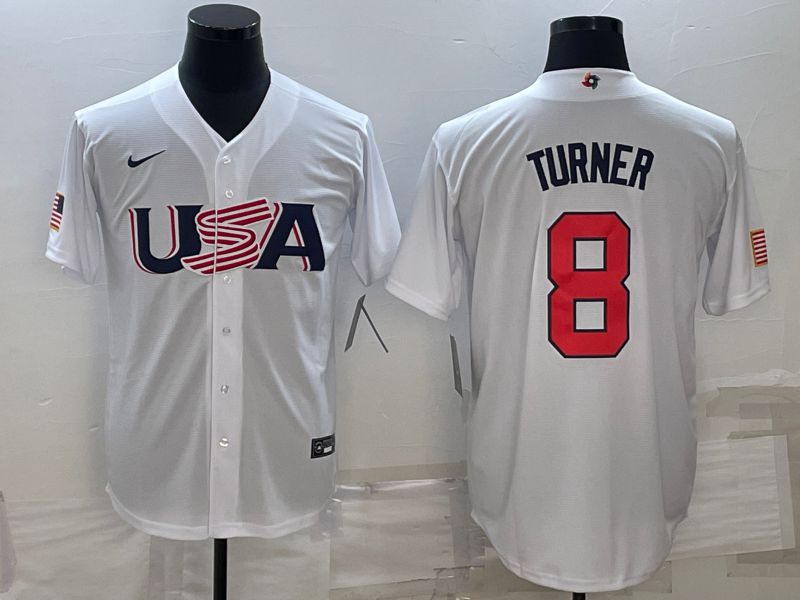 Men 2023 World Cub USA #8 Turner White Nike MLB Jersey9